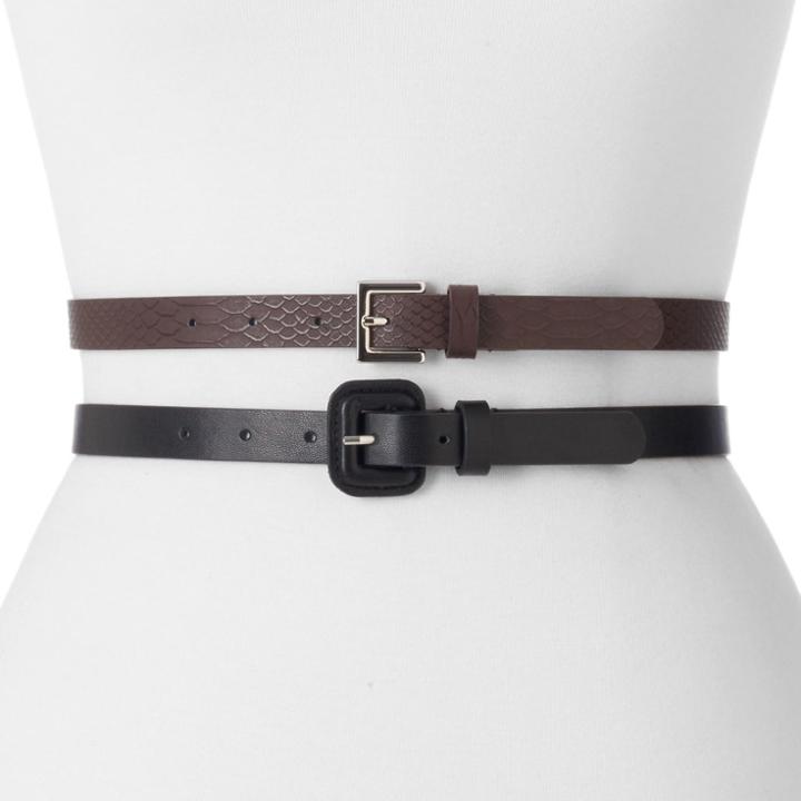 Women's Apt. 9&reg; Faux Snakeskin 2-for-1 Belt Set, Size: Xl, Grey (charcoal)