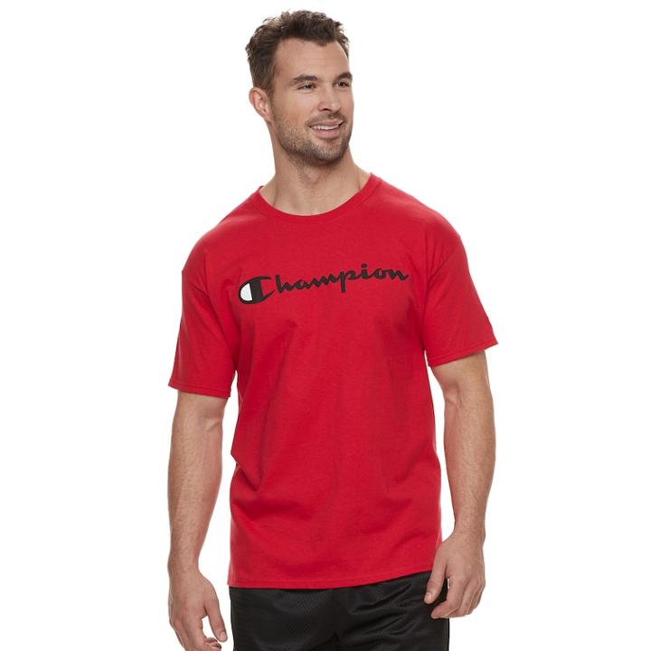 Men's Champion Script Logo Tee, Size: Xl, Med Red