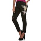Juniors' Indigo Rein Floral Embroidery Skinny Jeans, Teens, Size: 11, Black
