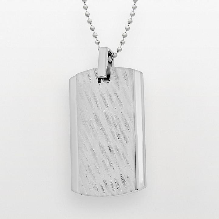 Stainless Steel Textured Dog Tag - Men, Grey