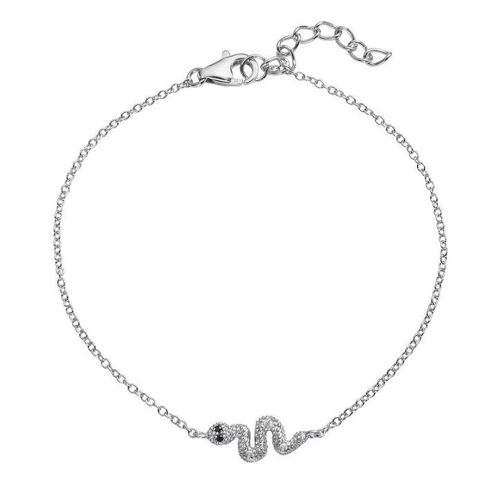 Sophie Miller Sterling Silver Black And White Cubic Zirconia Snake Link Bracelet, Women's, Size: 8