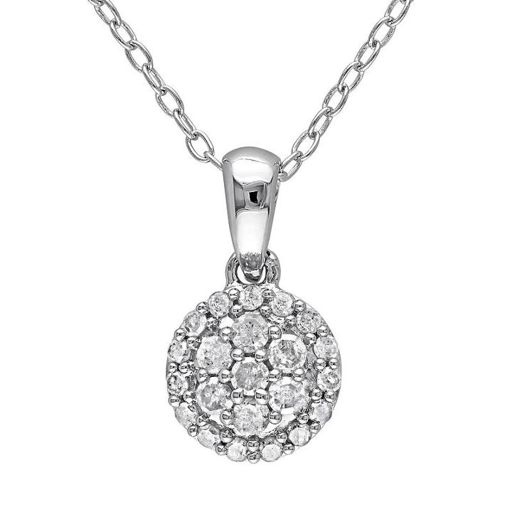 1/4 Carat T.w. Diamond Sterling Silver Cluster Pendant Necklace, Women's, Size: 18, White