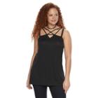 Plus Size Rock & Republic&reg; Crisscross Tank, Women's, Size: 0x, Black