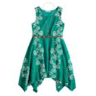 Girls 7-16 Knitworks Lace Sharkbite Belted Dress & Necklace Set, Size: 7, Green