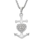 1/10 Carat T.w. Diamond Sterling Silver Heart Anchor Pendant Necklace, Women's, Size: 18, White