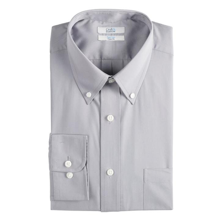 Men's Croft & Barrow&reg; Regular-fit Easy-care Button-down Collar Dress Shirt, Size: 16-32/33, Med Grey