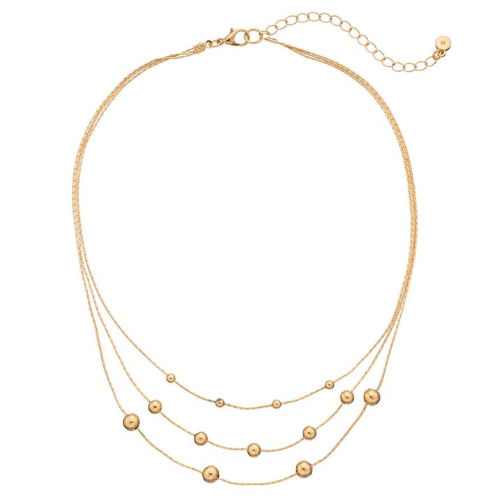 Lc Lauren Conrad Beaded Multi Strand Necklace, Women's, Gold