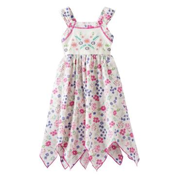 Girls 4-6x Blueberi Boulevard Floral Hanky Hem Sundress, Girl's, Size: 4, Beig/green (beig/khaki)