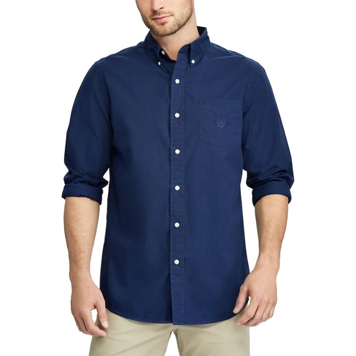Big & Tall Chaps Regular-fit Stretch Easy-care Button-down Shirt, Men's, Size: 4xb, Blue (navy)