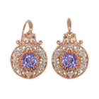 18k Rose Gold Over Silver Plate And Silver Plate Cubic Zirconia Drop Earrings, Women's, Multicolor