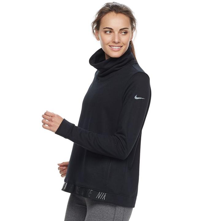 Women's Nike Dry Training Cowl Neck Running Top, Size: Large, Grey (charcoal)