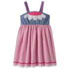 Girls 4-6x Nanette Seersucker Dress With Flower Applique, Girl's, Size: 6x, Red