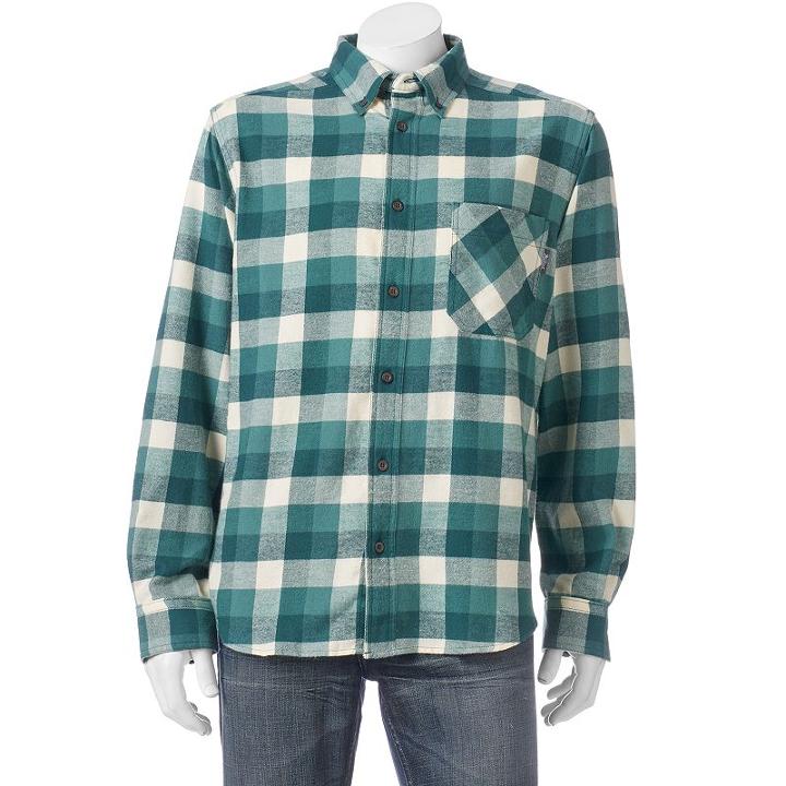Men's Woolrich Classic-fit Plaid Flannel Button-down Shirt, Size: Xl, Turquoise/blue (turq/aqua)