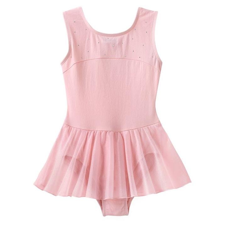Girls Jacques Moret&reg; Stud Sparkle Skirted Tank Dance Leotard, Girl's, Size: Medium, Pink
