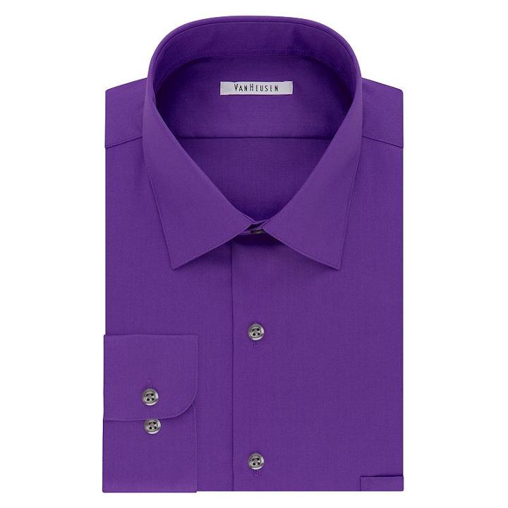 Men's Van Heusen Regular-fit Lux Sateen Dress Shirt, Size: 17-34/35, Purple Oth