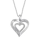 Sterling Silver 1/5 Carat T.w. Double Heart Pendant Necklace, Women's, Size: 18, White