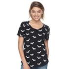 Juniors' Hi-lo Bat Print Graphic Tee, Teens, Size: Large, White Oth