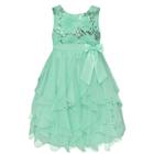 Girls Plus Size American Princess Sequin Bodice & Corkscrew Skirt Dress, Size: 14 1/2, Lt Green
