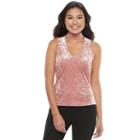 Juniors' Candie's&reg; Velvet Choker Tank, Girl's, Size: Small, Brt Pink
