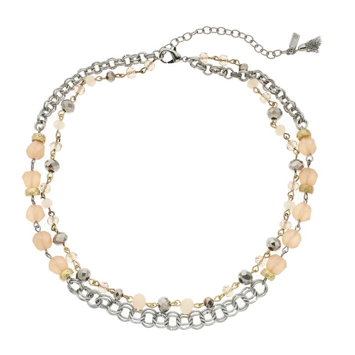 Simply Vera Vera Wang Bead & Chain Double Strand Necklace, Women's, Light Pink