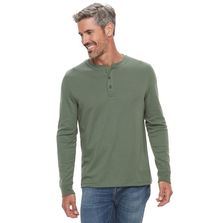 Men's Croft & Barrow&reg; Classic-fit Easy-care Henley, Size: Large, Dark Green