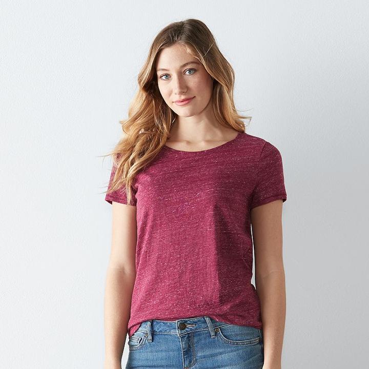 Women's Sonoma Goods For Life&trade; Essential Marled Tee, Size: Xs, Dark Red