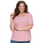 Plus Size Croft & Barrow&reg; Essential Elbow Sleeve Tee, Women's, Size: 2xl, Med Pink