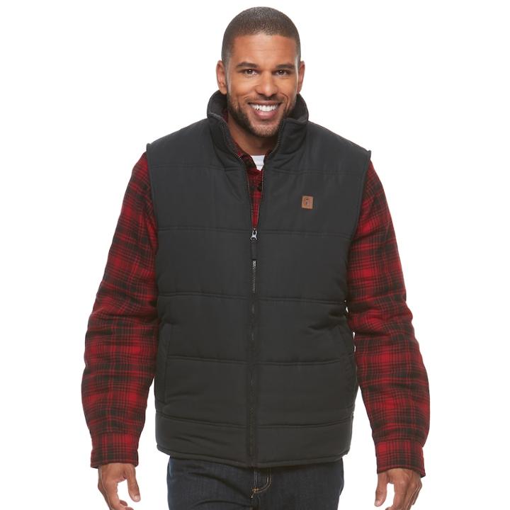 Men's Coleman Sherpa-lined Microfiber Quilted Vest, Size: Large, Black