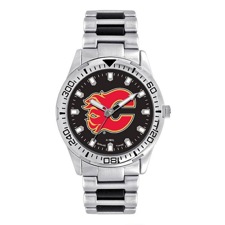 Game Time, Men's Calgary Flames Heavy Hitter Watch, Silver