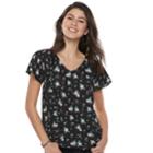 Juniors' Grayson Threads Floral Flutter Sleeve Top, Teens, Size: Large, Black