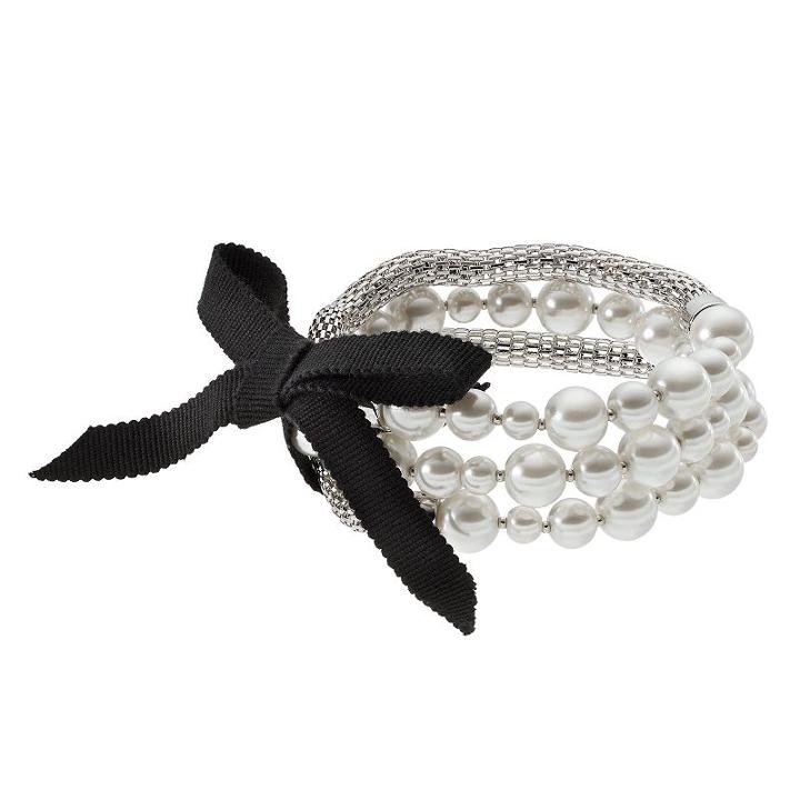 Simply Vera Vera Wang Simulated Pearl & Mesh Chain Stretch Bracelet Set, Women's, White