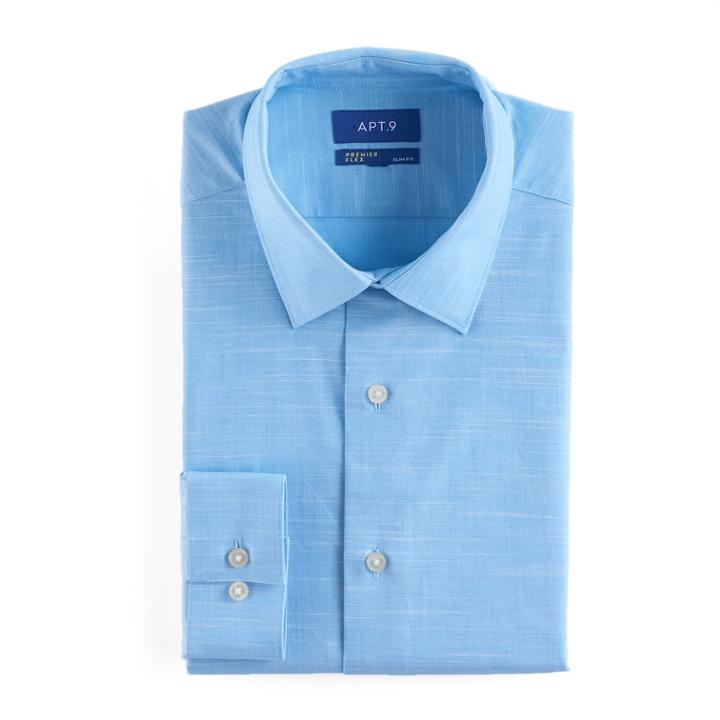 Men's Apt. 9&reg; Slim-fit Premier Flex Collar Stretch Dress Shirt, Size: 14.5-32/33, Med Blue