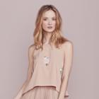 Lc Lauren Conrad Dress Up Shop Collection Floral Paillette Top - Women's, Size: Large, Med Beige