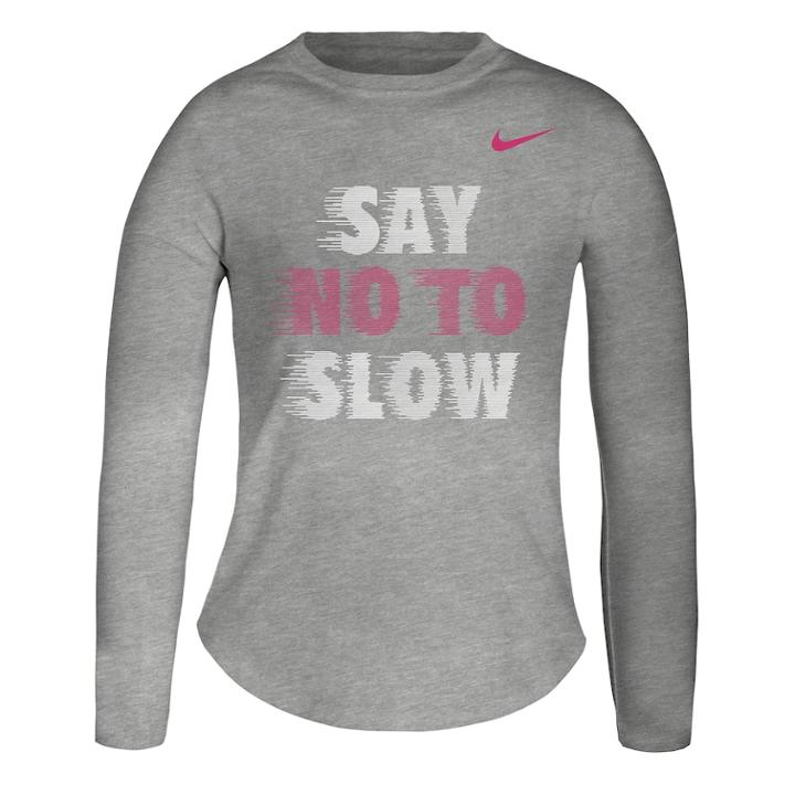 Girls 4-6x Nike Say No To Slow Graphic Tee, Size: 6x, Grey Other