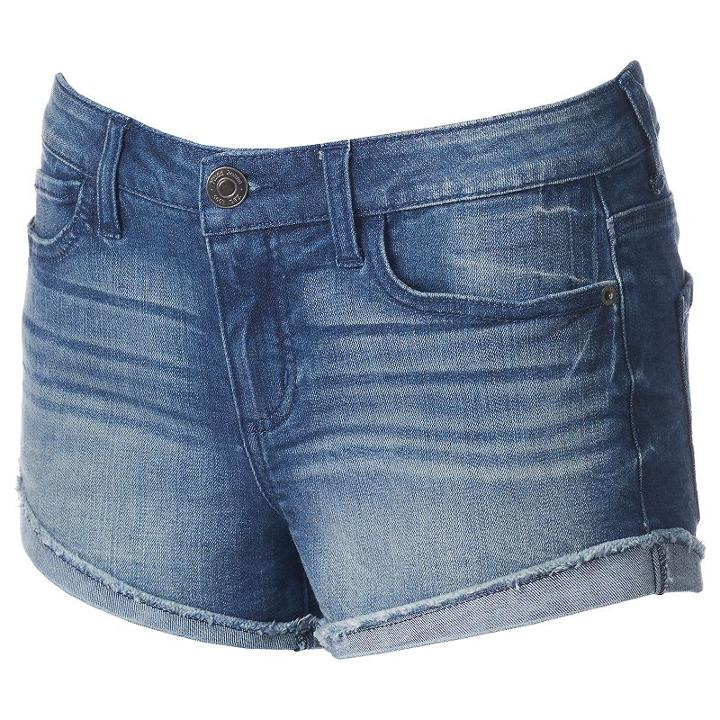 Juniors' Mudd&reg; High-rise Ripped Shortie Jean Shorts, Girl's, Size: 15, Blue Other