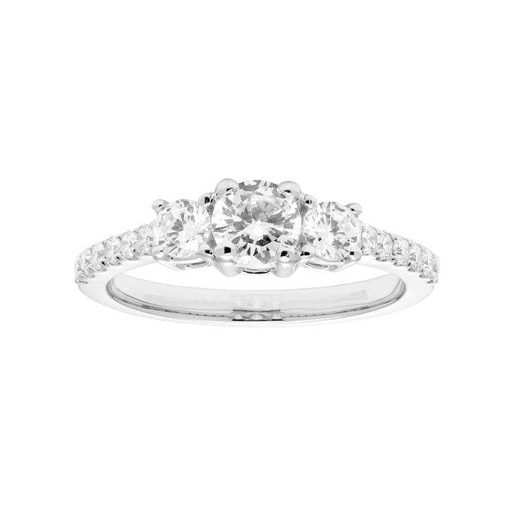 Platinum 1 Carat T.w. Igl Certified Diamond 3-stone Engagement Ring, Women's, Size: 7, White