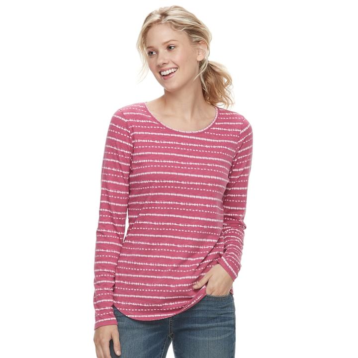 Petite Sonoma Goods For Life&trade; Essential Crewneck Tee, Women's, Size: L Petite, Pink