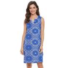 Women's Caribbean Joe Bandana Print Tank Dress, Size: Small, Blue Other