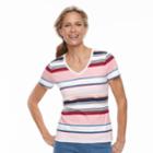 Petite Croft & Barrow&reg; V-neck Tee, Women's, Size: L Petite, Med Red