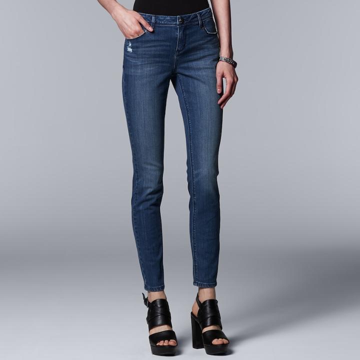 Petite Simply Vera Vera Wang Skinny Jeans, Women's, Size: 2 Petite, Dark Blue