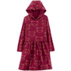 Girls 4-12 Carter's Hooded Cat Dress, Size: 10-12, Cat Print