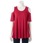 Women's Elle&trade; Cold-shoulder Swing Top, Size: Xl, Red Other