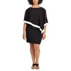 Plus Size Chaps Colorblock Shawl-overlay Dress, Women's, Size: 20 W, Black