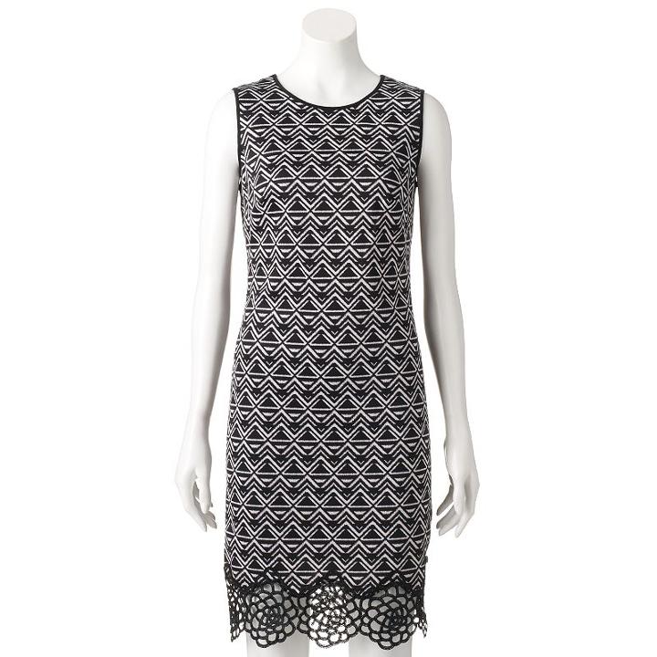 Women's M By Maia Geometric Sheath Dress, Size: 8 - Regular, White Oth