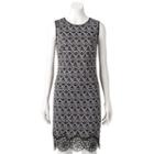 Women's M By Maia Geometric Sheath Dress, Size: 8 - Regular, White Oth