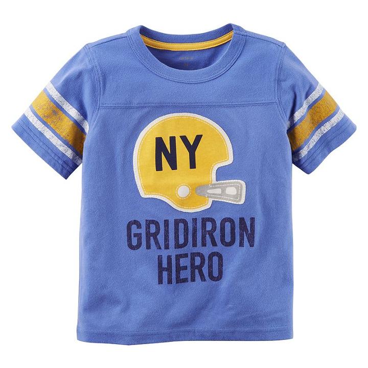 Boys 4-8 Carter's Ny Gridiron Hero Striped Graphic Tee, Size: 8, Med Blue