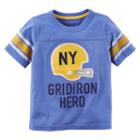 Boys 4-8 Carter's Ny Gridiron Hero Striped Graphic Tee, Size: 8, Med Blue