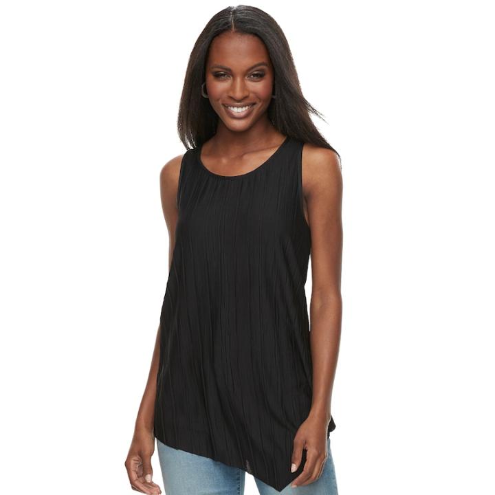 Women's Apt. 9&reg; Asymmetrical Textured Tank, Size: Xs, Black