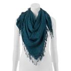 Keds Patterned Sheer Fringed Square Scarf, Women's, Grey