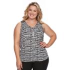 Plus Size Apt. 9&reg; Half-zip Mixed-media Top, Women's, Size: 1xl, Black